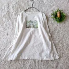シネマクラブ　CINEMA CLUB 花柄プリント 長袖Tシャツ クリーム色　М