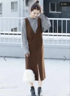 【美品】B&Y ダブルクロスミドルジャンパースカート