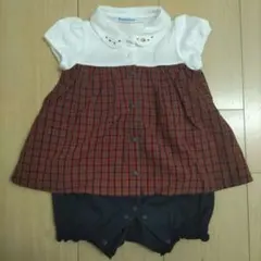 familiar襟付ロンパース(70㌢)ファミリアチェック　現行品　美品　可愛い