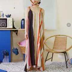 ストライプキャミソールロングワンピース
