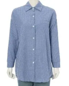 fifth バックリボン 長袖シャツ 青チェック
