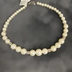 パールクリスタルビーズネックレス