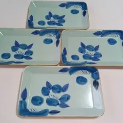 波佐見焼　祥王　染付　長角皿 ✤4枚セット ✢22×14cmのサムネイル