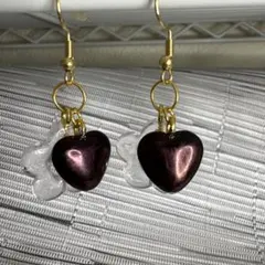 ハートと花のデザインピアス金具アレルギー対応