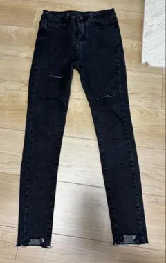 Re:EDIT ブラック　デニム ダメージ