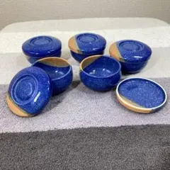 美濃焼 蓋付き小鉢 5客セット 青 瑠璃 蓋付茶碗蒸し 和食器 煮物鉢