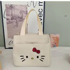 新品未使用Hello Kitty キャンバス トートバッグ　白ベージュ
