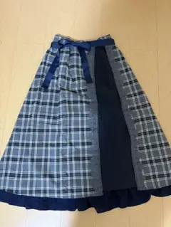 axesfemme チェックブルーロングスカート