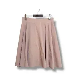 フレアスカート M ひざ丈くすみピンク 美シルエット 春秋 通勤 カジュアル無地