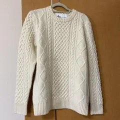 Hamilton Ambswod ケーブルニットセーター 38 アイボリー