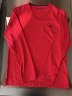 Burberry Black Label 赤 Vネック 長袖カットソー