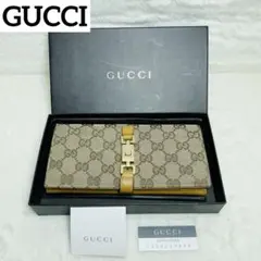 新品未使用箱付　GUCCI 長財布　ジャッキー正規品　大人気　レザー×キャンバス