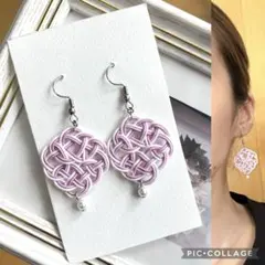 【新作】∮パープルムーンピアス∮ パープル×ラメ白　ハンドメイド