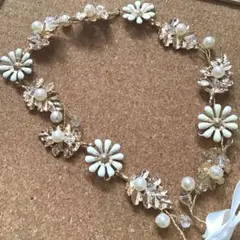 花モチーフ パール ヘッドドレス ゴールド