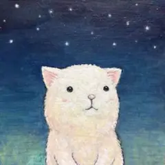 手描き絵画 夏の日差し 約15.2cm×10.2cm 猫とネズミと小鳥の絵 原画