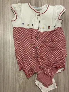 ⭐️使用感あり⭐️familiar 赤チェック柄ロンパース