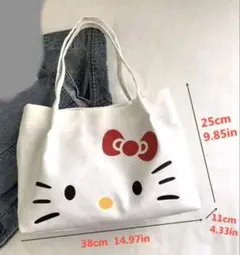 ハローキティ フェイス柄　トートバッグ　ホワイト