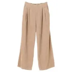 ベージュ ワイドパンツ コーデュロイ