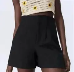 zara バミューダパンツ　ハイウエスト　ショートパンツ