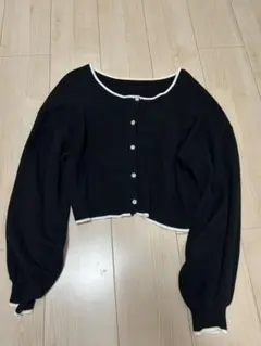 バイカラー ショート丈 カーディガン
