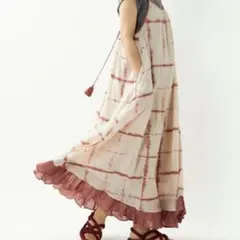 【新品】タグ付 Freada キャミワンピース タイダイ 柄 フリル 裾 ロング