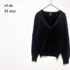 エフデ/カーディガン/Vネック/ビジュー装飾/綺麗め/コットン/M/ブラック