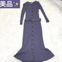 マイストラーダ リブニットマーメイドワンピース ベルト 長袖 38 M パープル