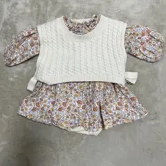 petit main 花柄ロンパース 70 ロンパース　ワンピース　プティマイン