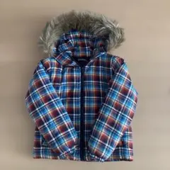 チェック柄ダウンコート（ファー付き） 130cm キッズ