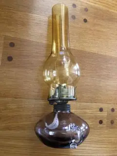 【希少・美品】小樽ガラス製 アンティークオイルランプ オイルランプ ガラス （ ランプ ガラスランプ テーブルランプ