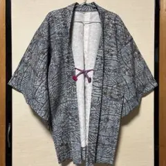 着物の羽織 紺白 紅葉
