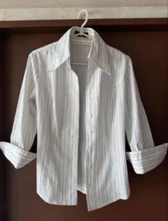 CECILMcBEE ストライプ 七分袖 ボタンアップシャツ