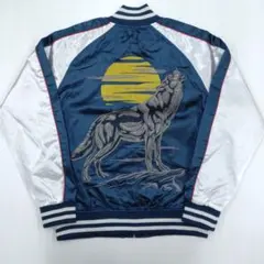 DENIME ドゥーニム　美品　鷲狼刺繍スカジャン ネイビー DENIME ドゥーニム 美品 鷲狼刺繍スカジャン ネイビー