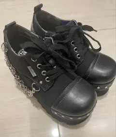 YOSUKE ヨースケ 厚底レースアップシューズ ブラック×パープル M