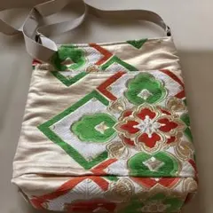 帯リメイクショルダーバッグ　刺繍柄