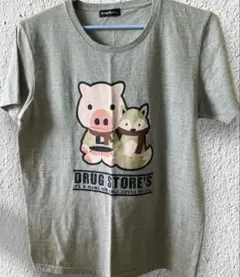【極美品】drug store's ①半袖Tシャツ グレー 豚 キツネ