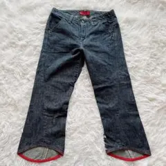 エドウィン　デニム　ジーンズ　クロップド　長さ違い　インディゴ　M 綿70％