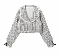 キラキラ　ビジュー　ツイードジャケット アウター 夢展望　チェックのサムネイル