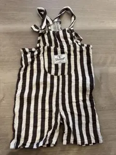サロペット オーバーオール ロンパース 80サイズ ブラウン ボーダー