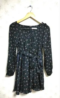 ☆ダズリン 長袖 花柄 ドット柄 水玉 ワンピース S 美品