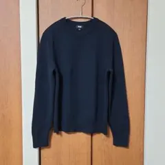 UNIQLO ウォッシャブルミラノリブクルーネックセーター S　ネイビー