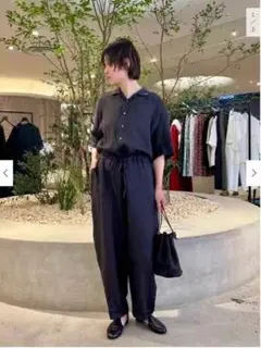 新品　25ss かぐれ　アーバンリサーチ　リネンサロペット　チャコール　麻 新品 25ss かぐれ アーバンリサーチ リネンサロペット