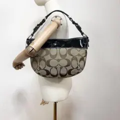 A767【美品】コーチ ハーフムーン ワンショルダーバッグ 肩掛け シグネチャー