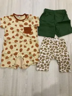 キリン柄ロンパースとパンツ2点セット 80〜90