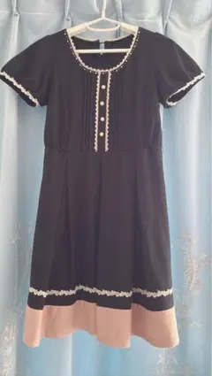 axes femme風 半袖ひざ丈 ワンピース ブラック ベージュ