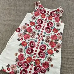 ZARA 花柄刺繍 ノースリーブワンピース サイズ6