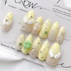 ネイルチップ ウィッシュコア 平成女児 ドット黄色 エンジェルコア #134