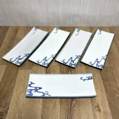 有田焼 一峰窯 長角皿 まりも 青玉 4枚組 30cm さんま皿 滝沢眞規子 有田焼 一峰窯 長角皿 まりも 青玉 4枚組 30cm さんま皿 滝沢眞規子