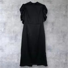 H＆M 黒 フリル袖 ロングワンピース