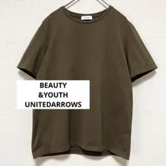 ビューティーアンドユース シルキーポンチ クルーネック 半袖Tシャツ カーキ 綿のサムネイル